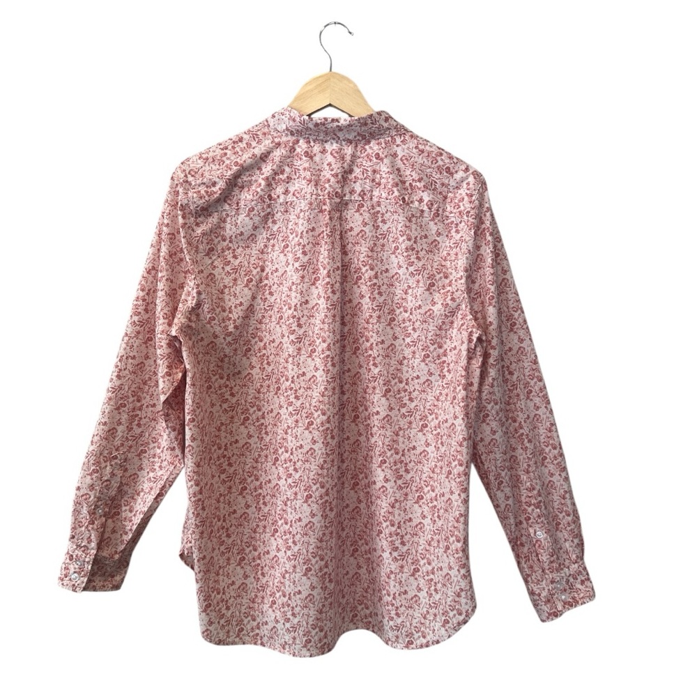 Garnett Hill Organic Pima Cotton Pink Floral Button Down Shirt Size 12 - Picture 2 of 7